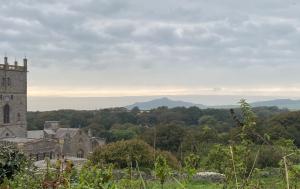 St Davids photo, cathedral and mountains beyond 